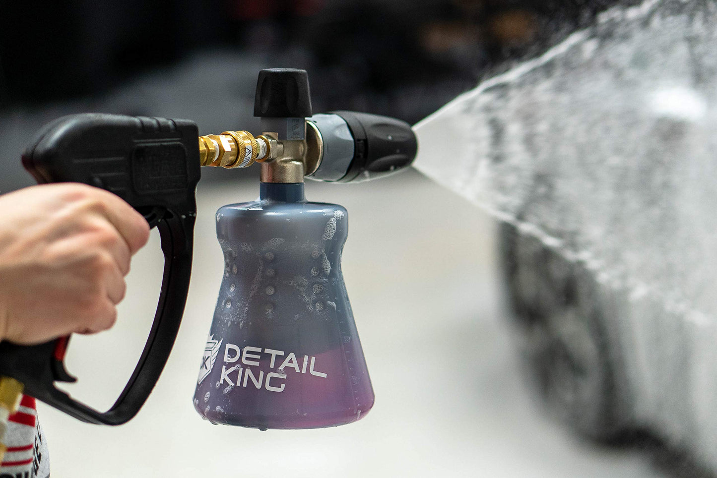 Detail King MTM Hydro PF22.2 Professional Auto Detailer Foam Cannon - Green Chenille Microfiber Mitt - 16oz of Black Cherry Car Wash Soap with Wax