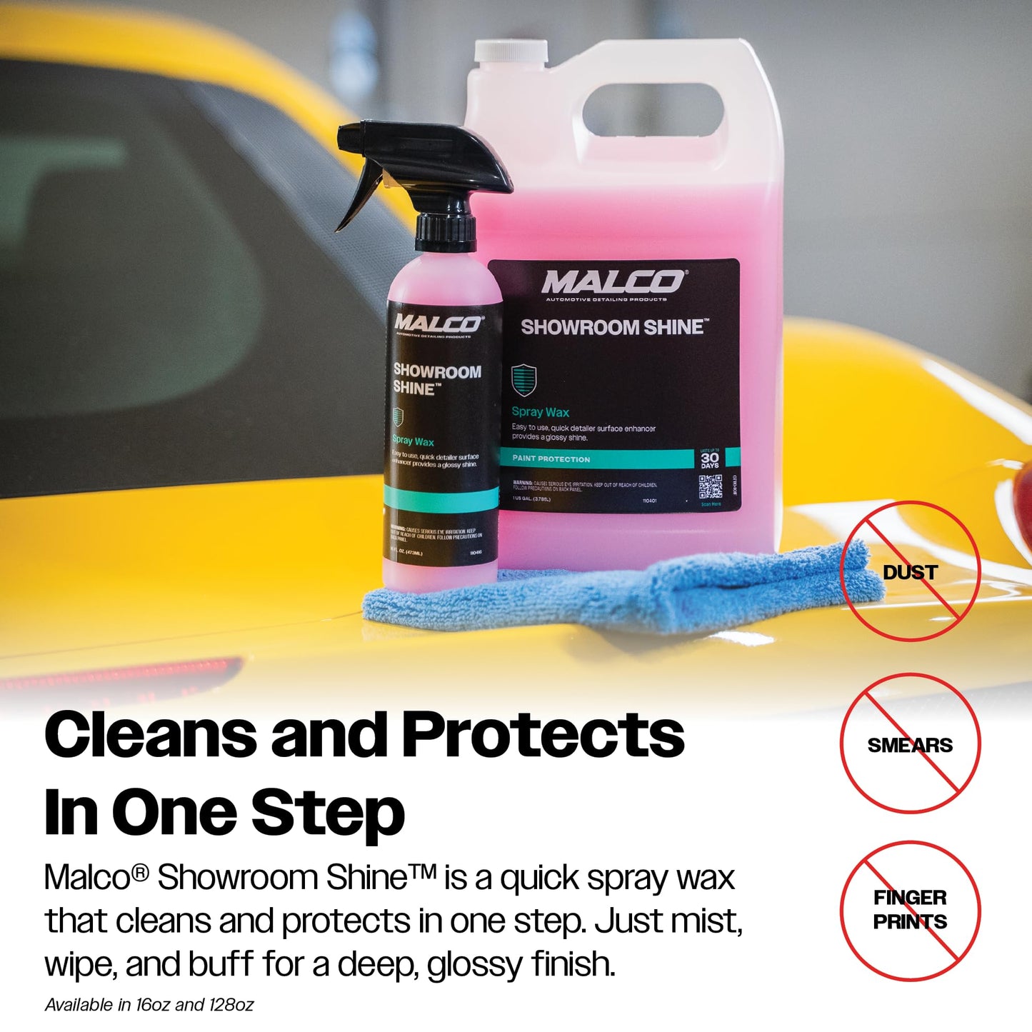 Malco Showroom Shine Spray Car Wax – Best Car Wax Spray for Professional Finish/Easy to Use Instant Detailer/Cleans and Waxes Painted Surfaces, Metal and Glass / 16oz. (110416)