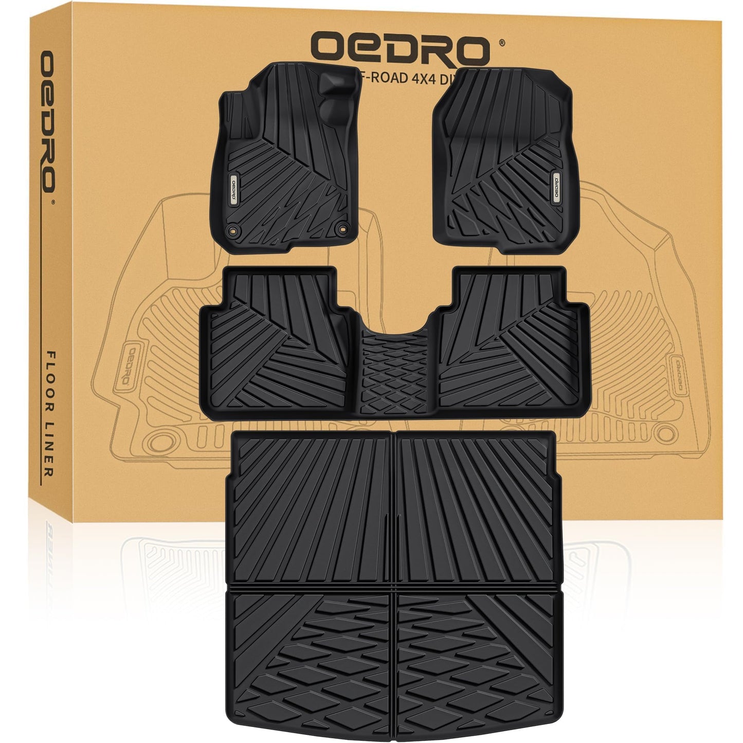 OEDRO Floor Mats Fit for 2017-2022 Honda CR-V (NOT for Hybrid), TPE All-Weather Custom Fit for Front, Rear & Cargo Mat in Lower Position, Honda CRV Mats Accessories, Black