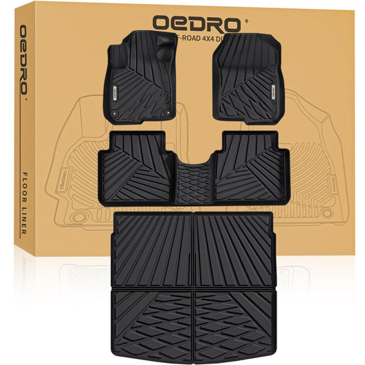 OEDRO Floor Mats Fit for 2017-2022 Honda CR-V (NOT for Hybrid), TPE All-Weather Custom Fit for Front, Rear & Cargo Mat in Lower Position, Honda CRV Mats Accessories, Black