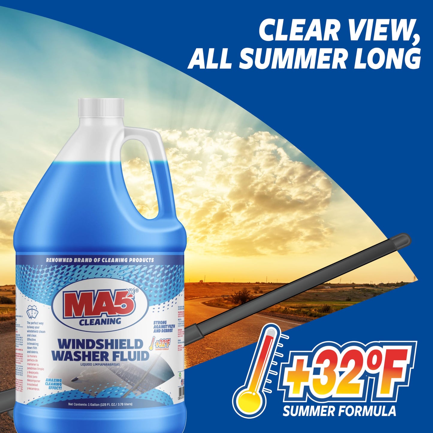 MA5X Windshield Washer Fluid, 1 Gallon Blue