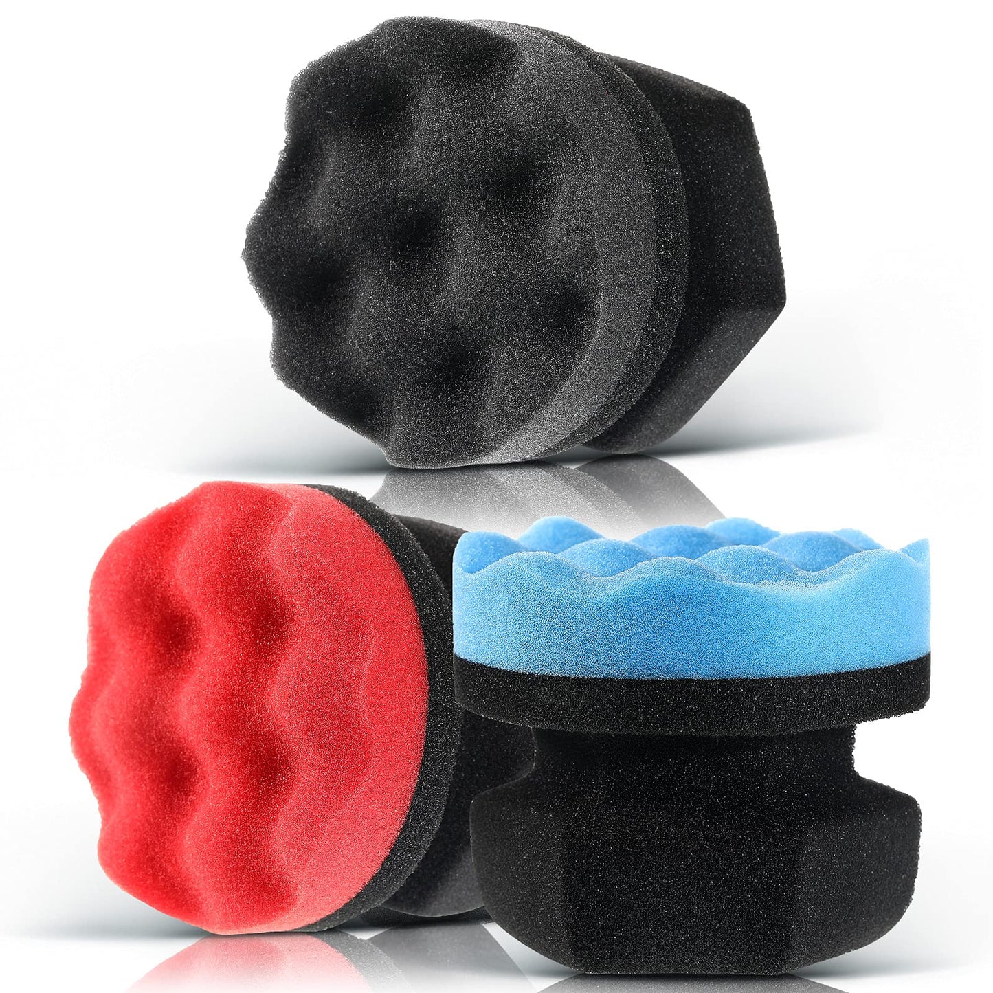 3 Pieces Tire Shine Applicator Pads - Dressing Sponge Foam Gel Wet Car Detailing Reusable Cleaning Supplies (Black, Red, Blue, 3.15 Inch)