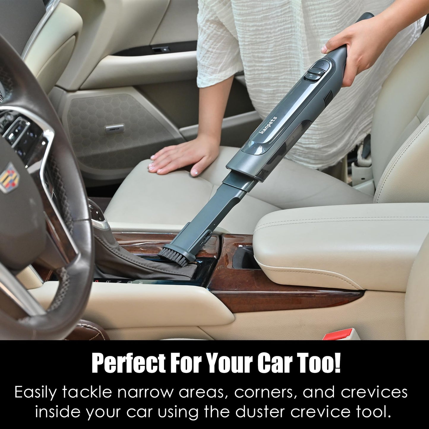 KANPETS Handheld Vacuum Cordless, Lightweight 1.4lb with Powerful Suction, Charging Dock, Single Touch Empty and Detachable Dust Cup, Portable Mini Car Vac for Home Pet Car, Steel Gray