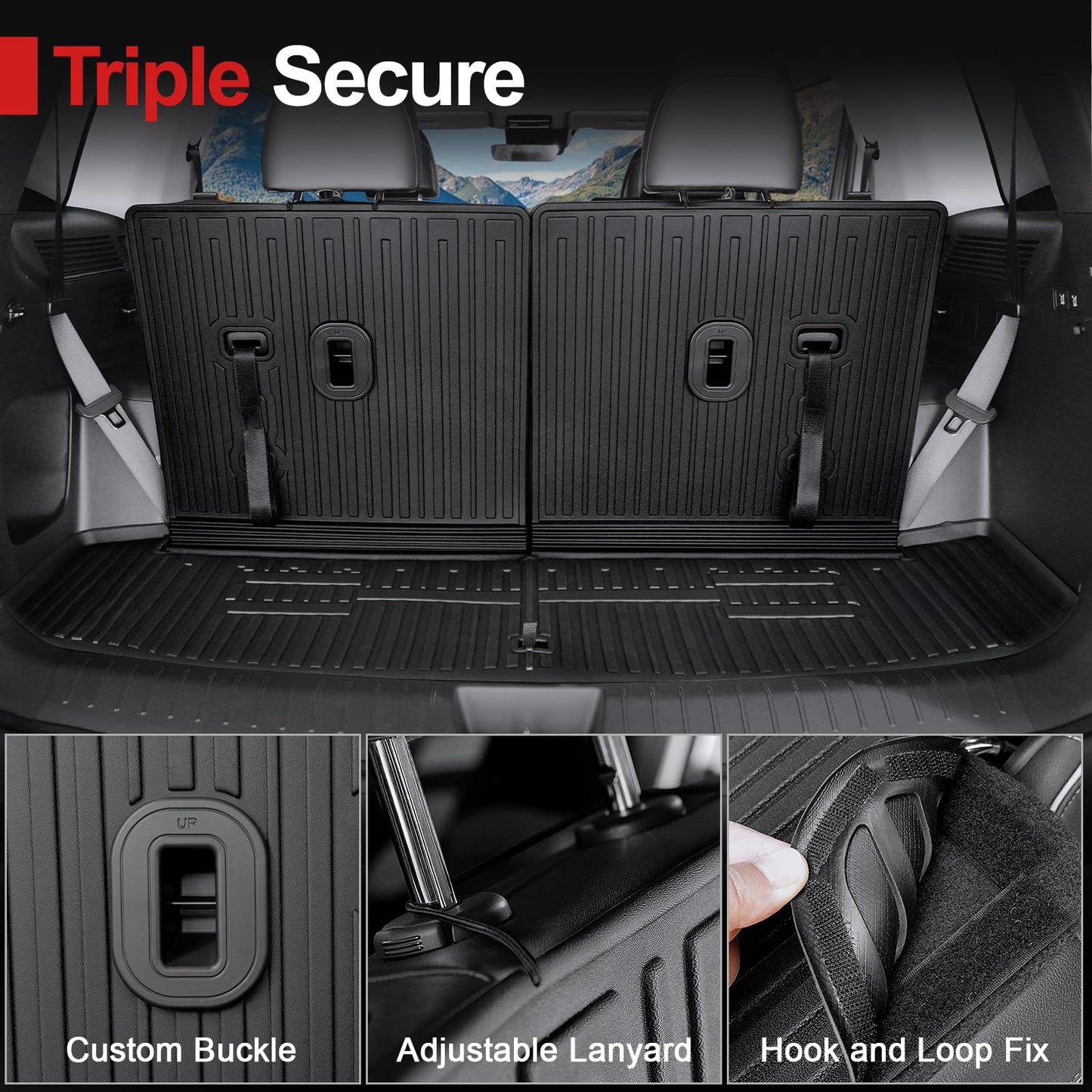 HOUCLEMIC Floor Mats for 2024 2025 2026 Hyundai Santa Fe (Fit Hybrid and Fuel), TPE All Weather Protection Custom Trunk Cargo Mat with Backrest Mat for Santa Fe Calligraphy Accessories