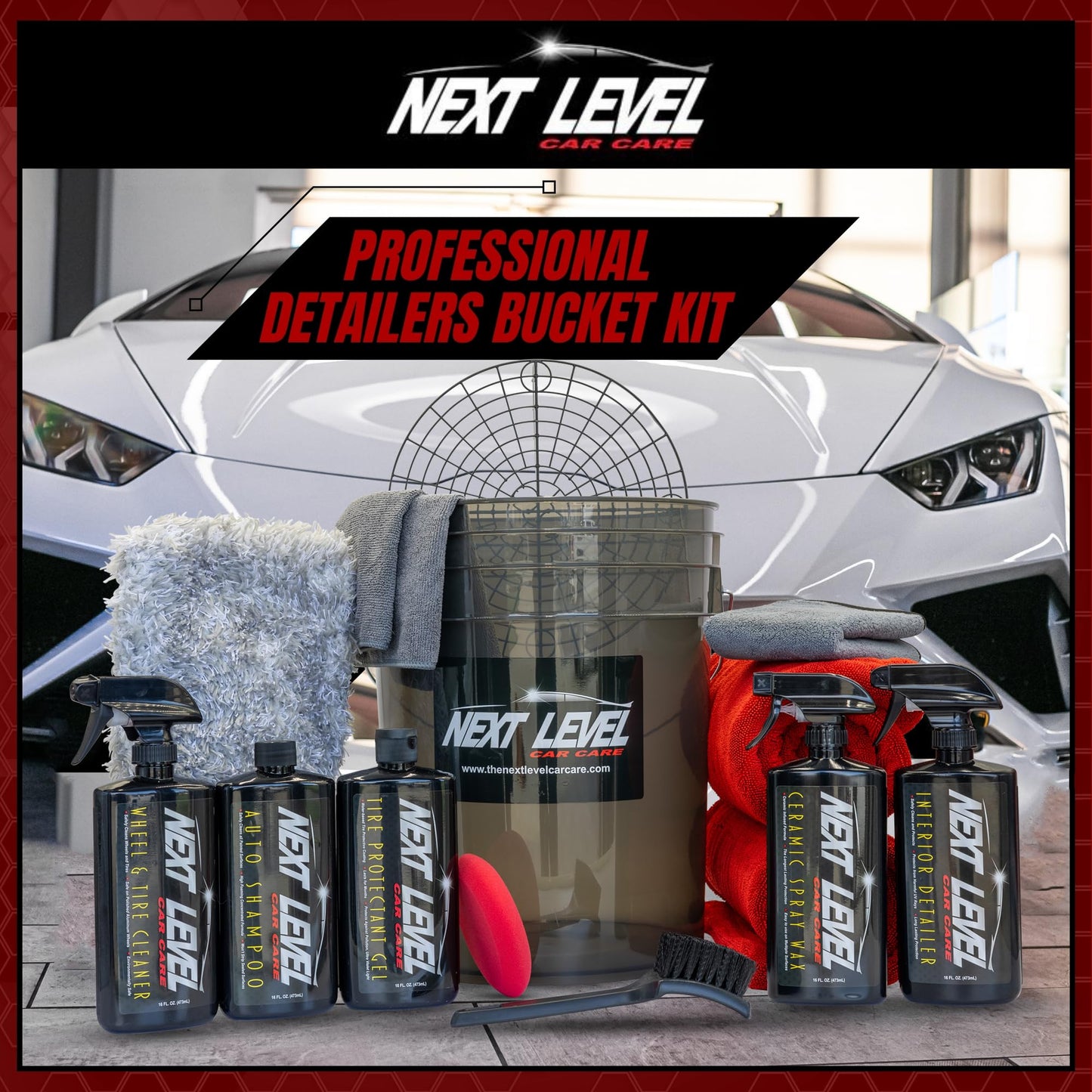 15 pcs Professional Car Detailing Kit - Includes 5-Gallon Bucket with 5 Premium Products & High-End Towels - Works with Foam Cannon - Ultimate Gift for Car Lovers