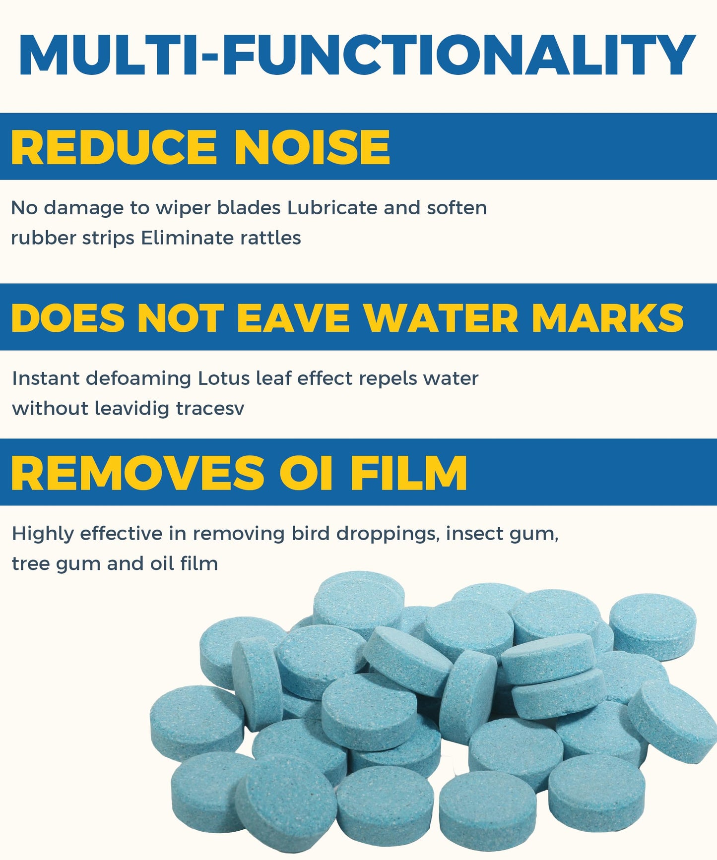 UBOG 50PCS Windshield Washer Fluid,Windshield Washer Tablets,Car Accessories Windshield Washer Fluid Concentrate,Car Windshield Washer Fluid,Automotive Glass Cleaner,Use for Remove Windshield Stains