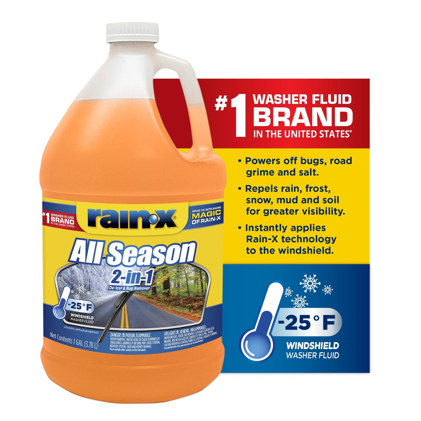 Rain-X All Season 2-In-1 Windshield Washer -25°F - 1 Gallon