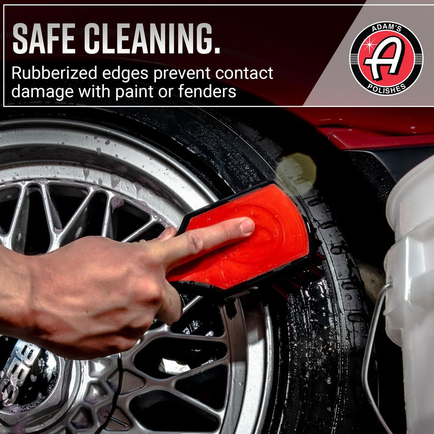 Adam's Polishes Tire Brush Premium Tire Brush for Car Detailing & Rubber Tire Car Cleaning| Use W/Tire Cleaner or All Purpose Cleaner & Before Tire Shine or Wheel Cleaner