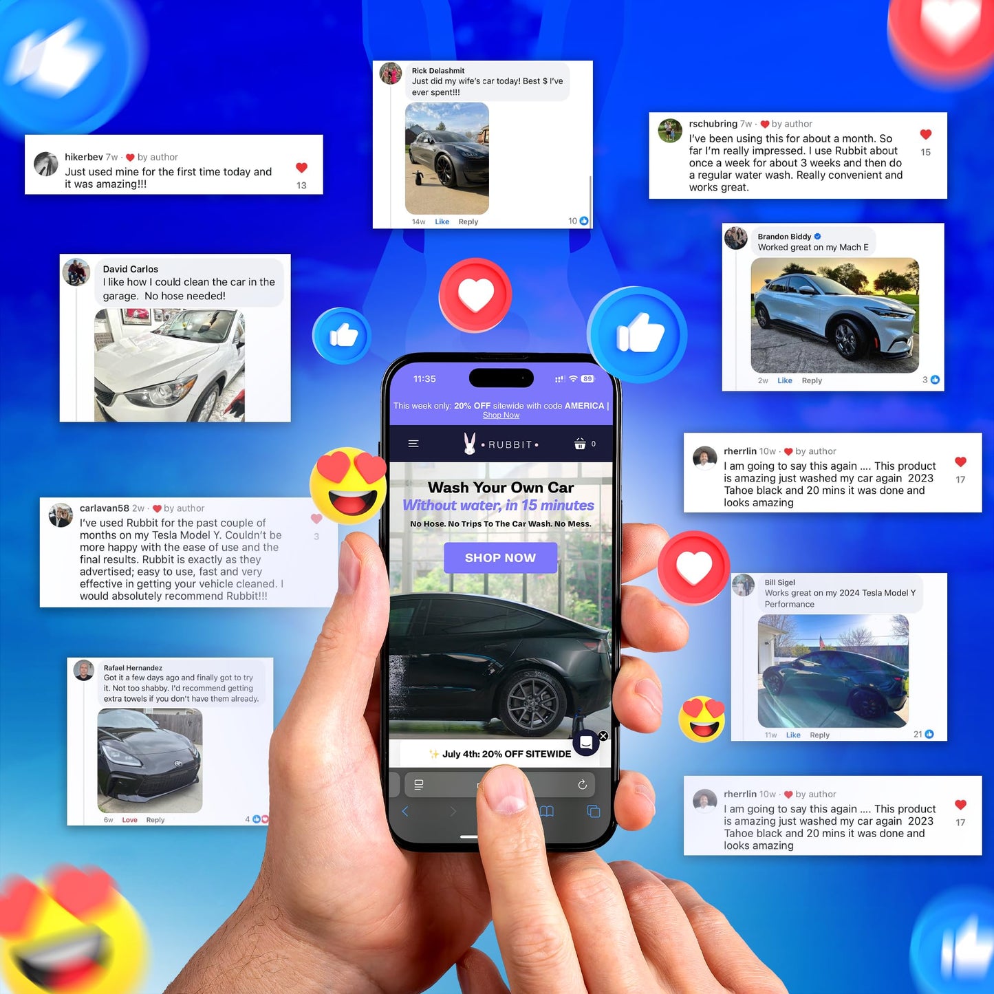 Rubbit Electric Plus Kit, Waterless Car Wash Kit, Rechargeable Electric Sprayer, Foam 2.0 Solution, 6 Reusable Microfiber Towels, & Air Freshener, Car Cleaning Supplies, 9 Piece Auto Cleaning Kit