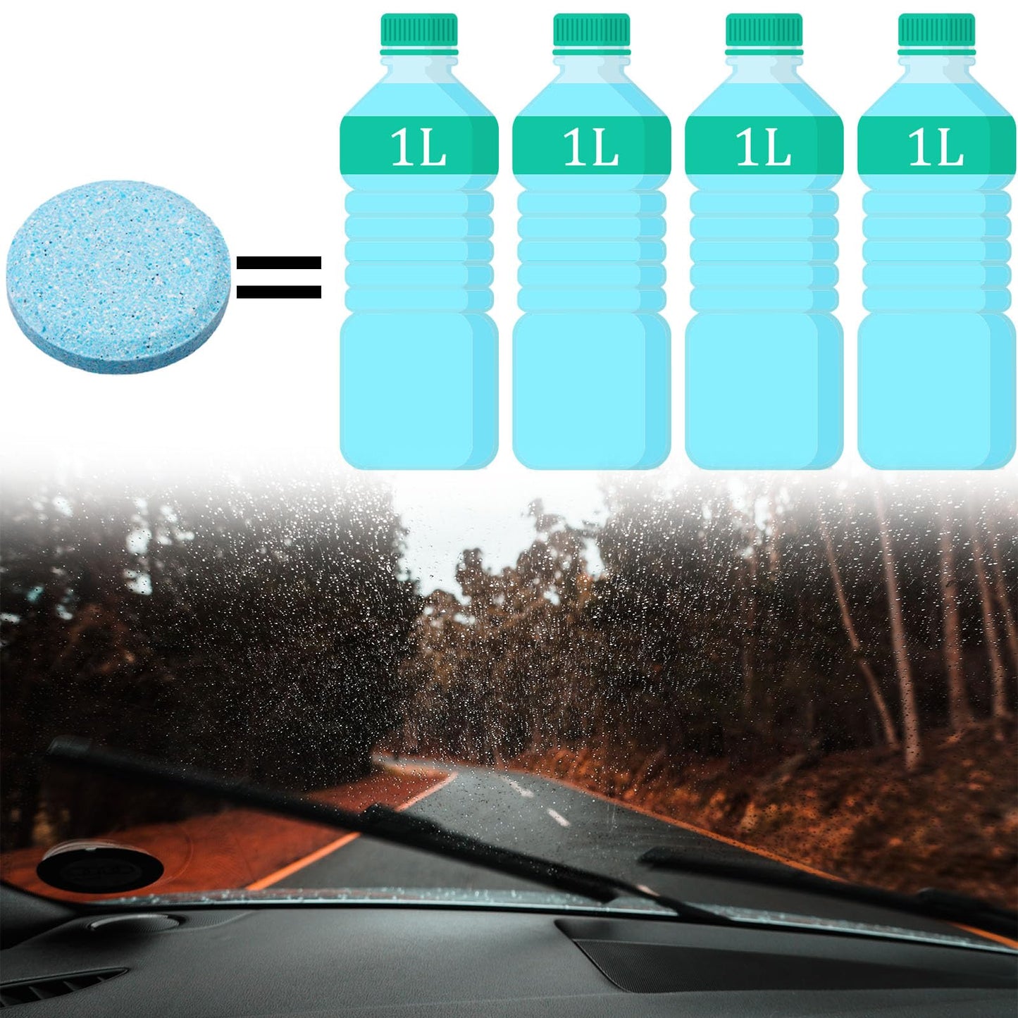 Beieverluck 400 Pieces Car Windshield Washer Fluid Concentrated Tablets Solid Windshield Effervescent Wiper Tablet for Car Room Kitchen Window Glass Cleaning