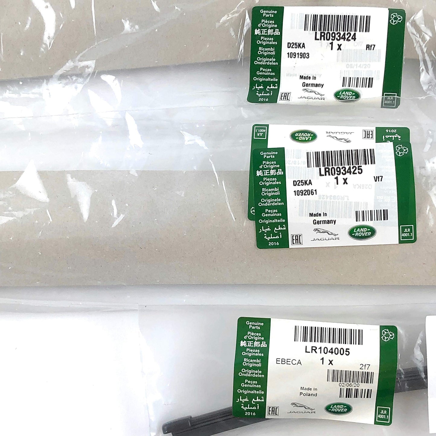 Genuine Range Rover Velar LHD Front and Rear Wiper Blades Set