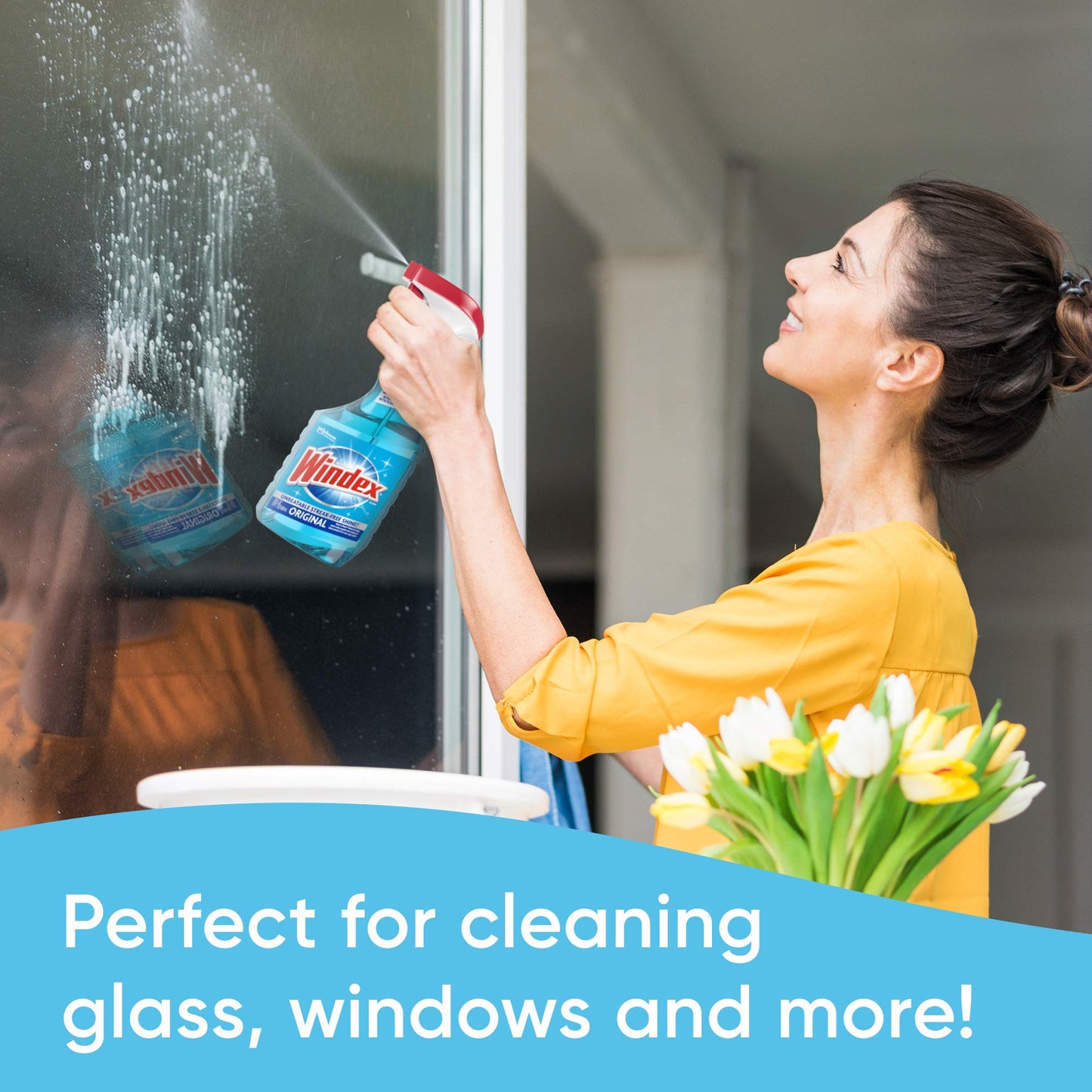 Windex Refill Glass and Window Cleaner Bottle, Bottle Made from 100% Recycled Plastic, Surface Cleaning Spray, Original Blue Scent, 2L (67.6 Fl Oz)