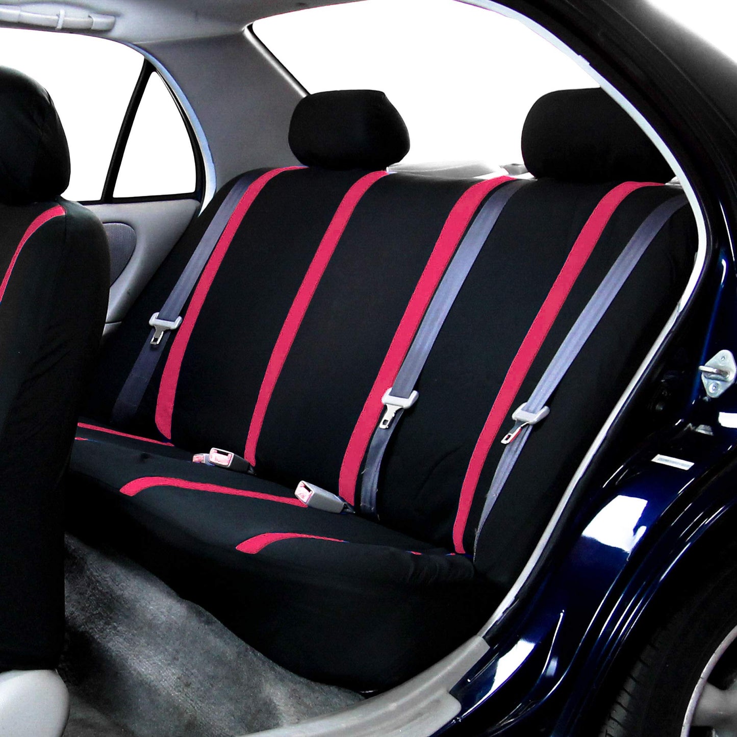 FH Group Car Seat Covers Full Set Cloth - Universal Fit Washable Automotive Seat Covers, Low Back Front Seat Covers, Solid Back Seat Cover for SUV, Sedan and Van Pink
