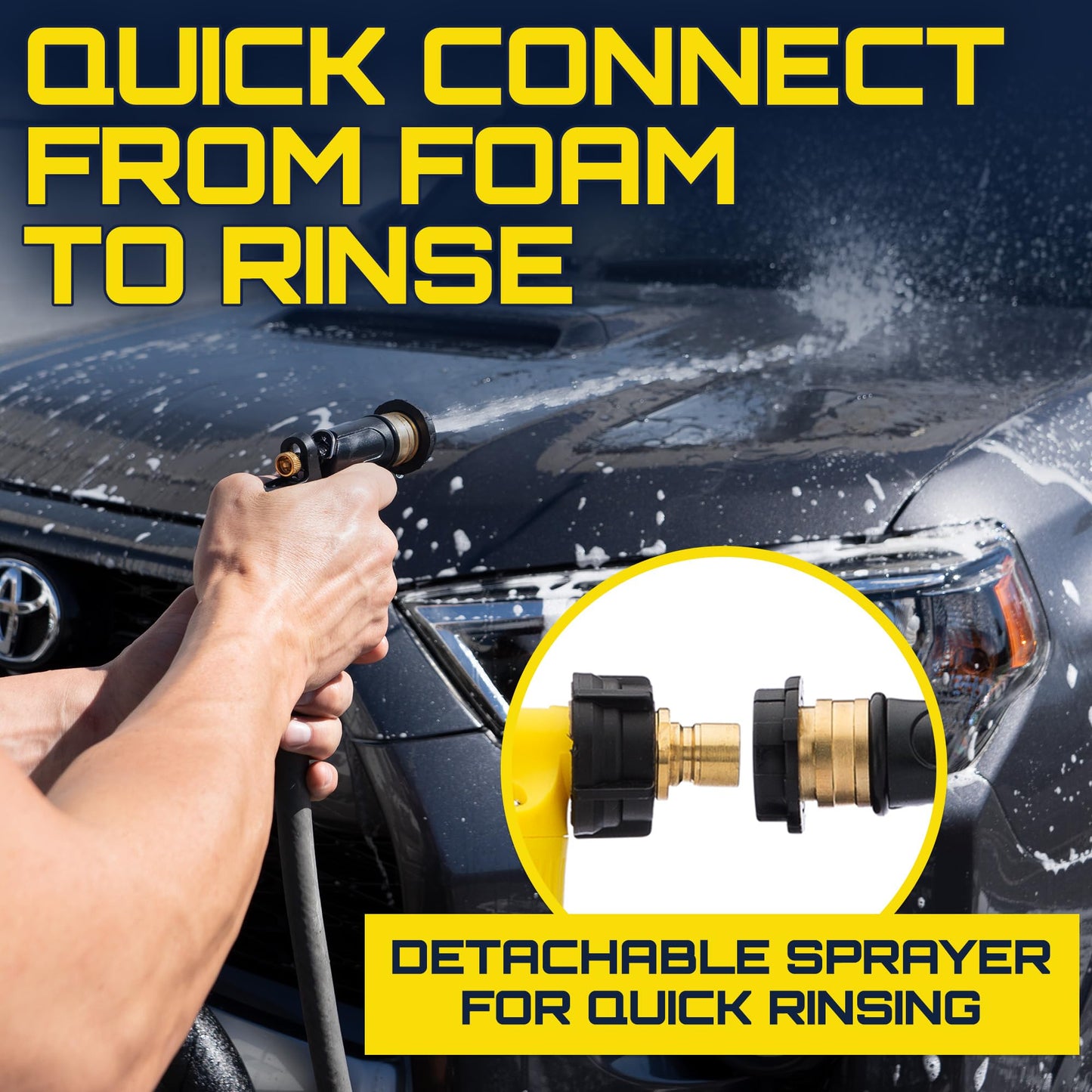 Foam King Car Wash Foam Gun, Foam Cannon for Hose Garden - The King of Suds - Ultimate Scratch Free Cleaning Car Soap Sprayer - Snow Foaming Blaster Fits all Garden Hose