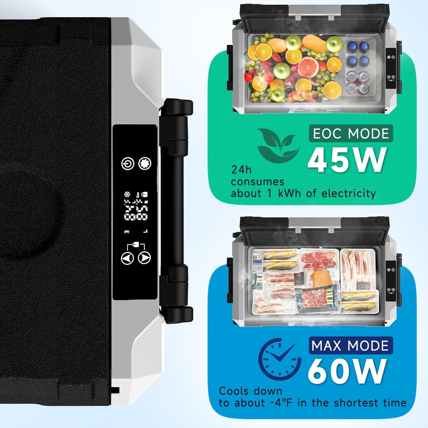 SHAREWIN Car Fridge, Car Refrigerator with Wheels, Electric cooler, Portable Freezer, 4℉~68℉, 12/24V DC, 100~240V AC APP Control, Portable Refrigerator, Travel, Truck, Camping, Boat (37QT)