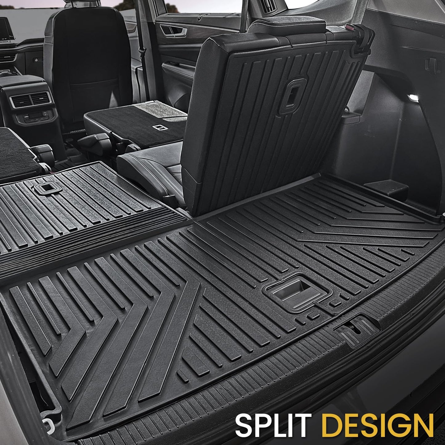 JOULARISE Floor Mats Set for 2018-2025 Volkswagen VW Atlas 7 Seats Bench Seating Car Mat Accessories(Not Fit Cross Sport), All Weather TPE Cargo Liner Trunk Mat(Floor Mats+2-in-1 Cargo Mat)