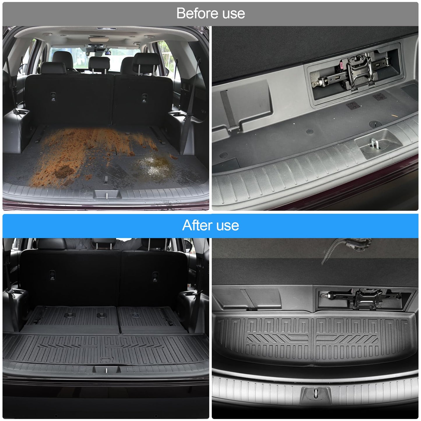 HOUCLEMIC Floor Mats for 2020-2024 2025 Hyundai Palisade 7/8 Passenger, Trunk Mat with Seat Back Cover and Lower Cargo Mat All Weather Interior Protector for Hyundai Palisade Calligraphy Accessories