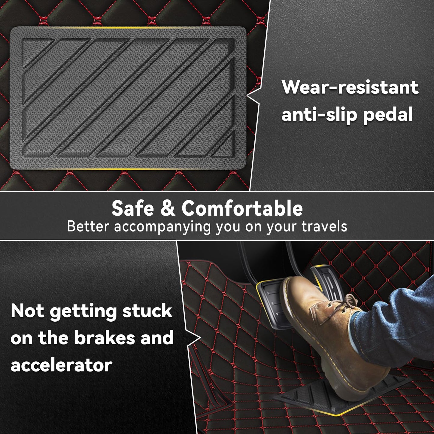 Car Floor Mat for Nissan Altima 2013-2018,Nappa Leather Full Coverage Auto Floor Mats All Weather Luxury Floor Liners(Black Red,Full Set)