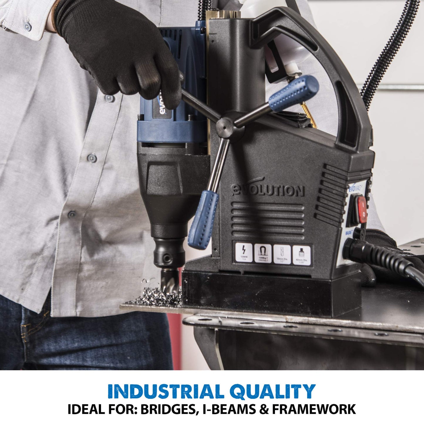 Evolution Heavy Duty 1-1/8 inch Industrial Magnetic Drill with Carry Case - S28MAG