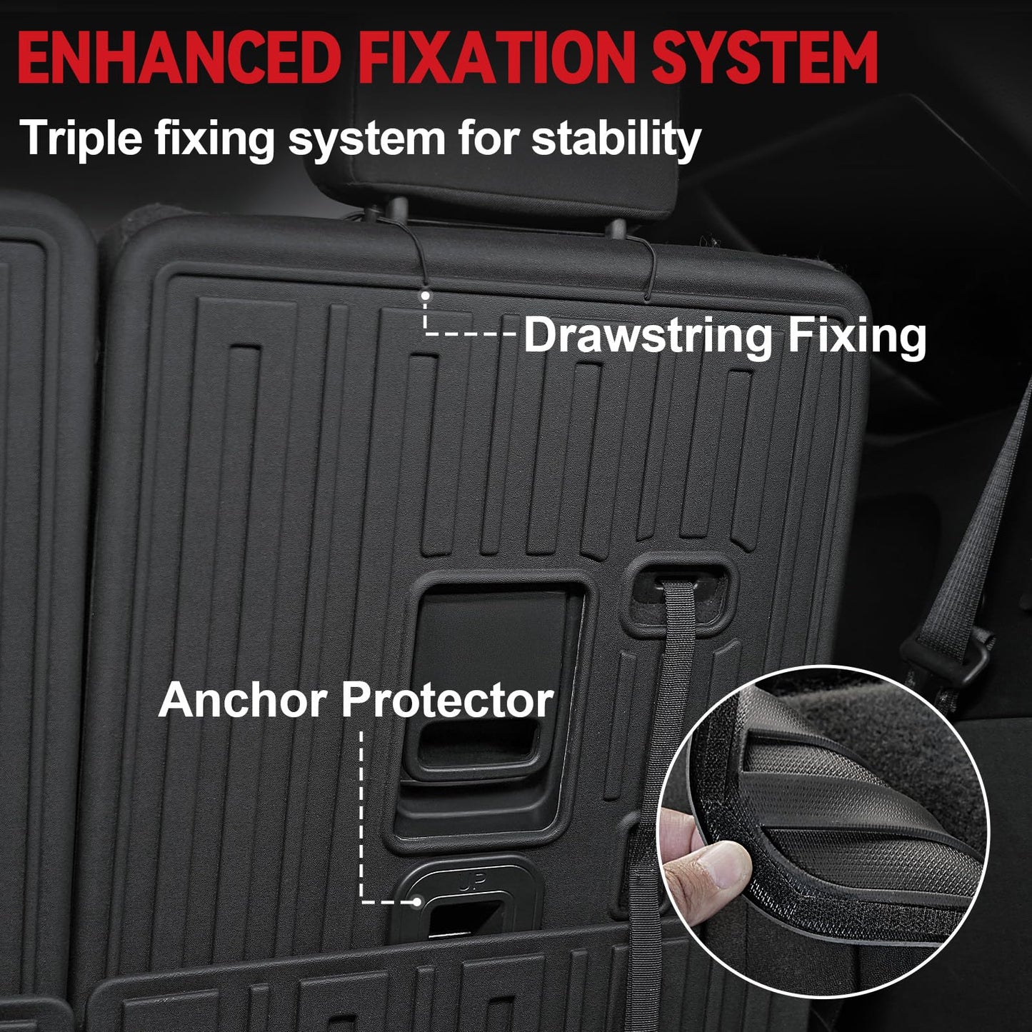 GALVAGNITE Floor Mats for 2016-2024 2025 Dodge Durango 6-seat, All Weather TPE Cargo Liner Cargo Mat and 3rd Row Backrest Mats for Durango Accessories