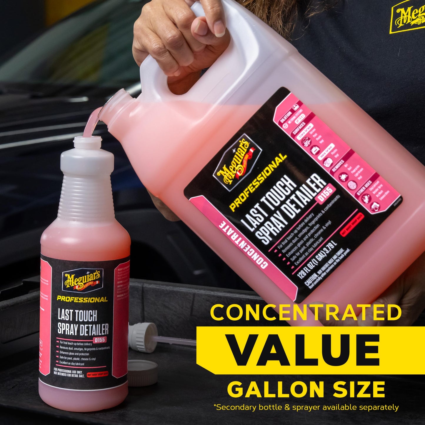 Meguiar's D15501 Last Touch Spray Detailer, Great for Use as Clay Lubricant, creates a Showroom Shine, Removes Dust, Smudges, Fingerprints and More, Versatile Use and Enhances Protection, 1 Gallon