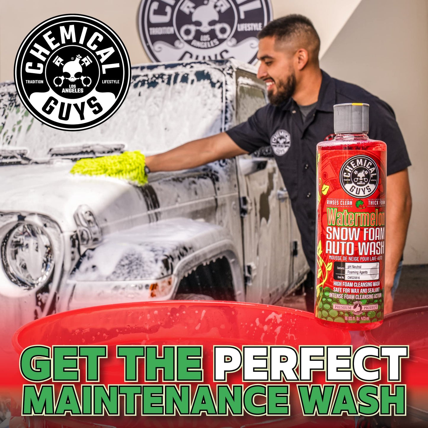 Chemical Guys CWS208 Watermelon Snow Foam Car Wash Soap (Works with Foam Cannons / Guns or Bucket Washes) Safe for Trucks, Motorcycles, RVs & More, 128 fl oz (1 Gallon), Watermelon Scent