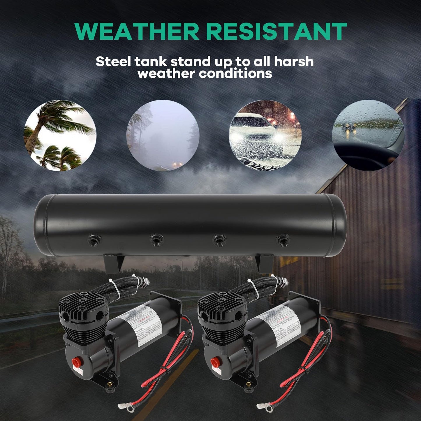 STAYTOP Dual Air Compressors 5 Gallon Air Tank for Air Suspension/Air Ride Bag/Train Horn/Spring, Onboard Air System Kit 200 psi Compressors