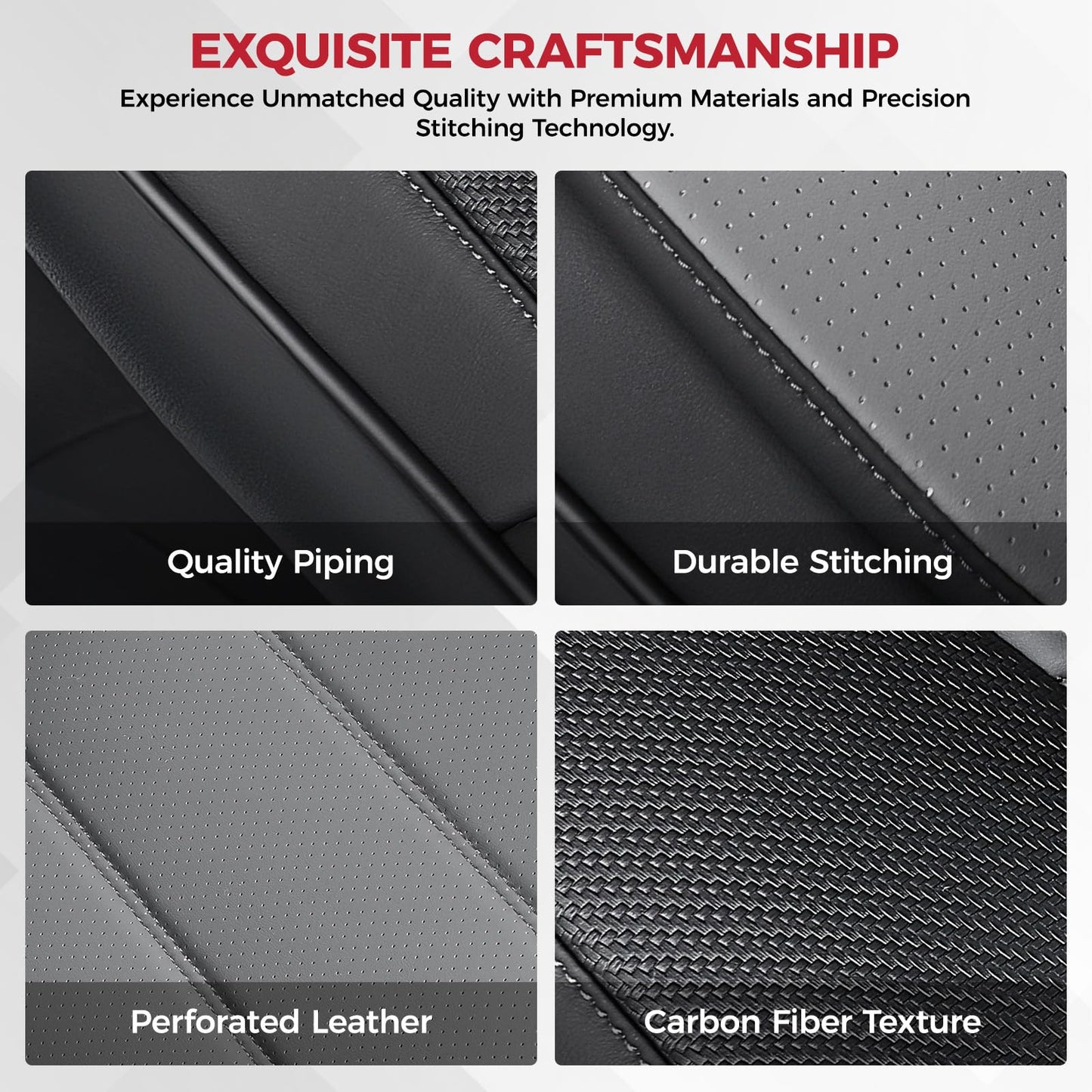 FREESOO Black Gray Car Seat Covers Full Set - Faux Nappa Leather Seat Covers for Cars, with Front Seatbelt Pads, Luxury Waterproof Cushion Protector Accessories Fit for Most 5 Seats Sedans SUV Trucks