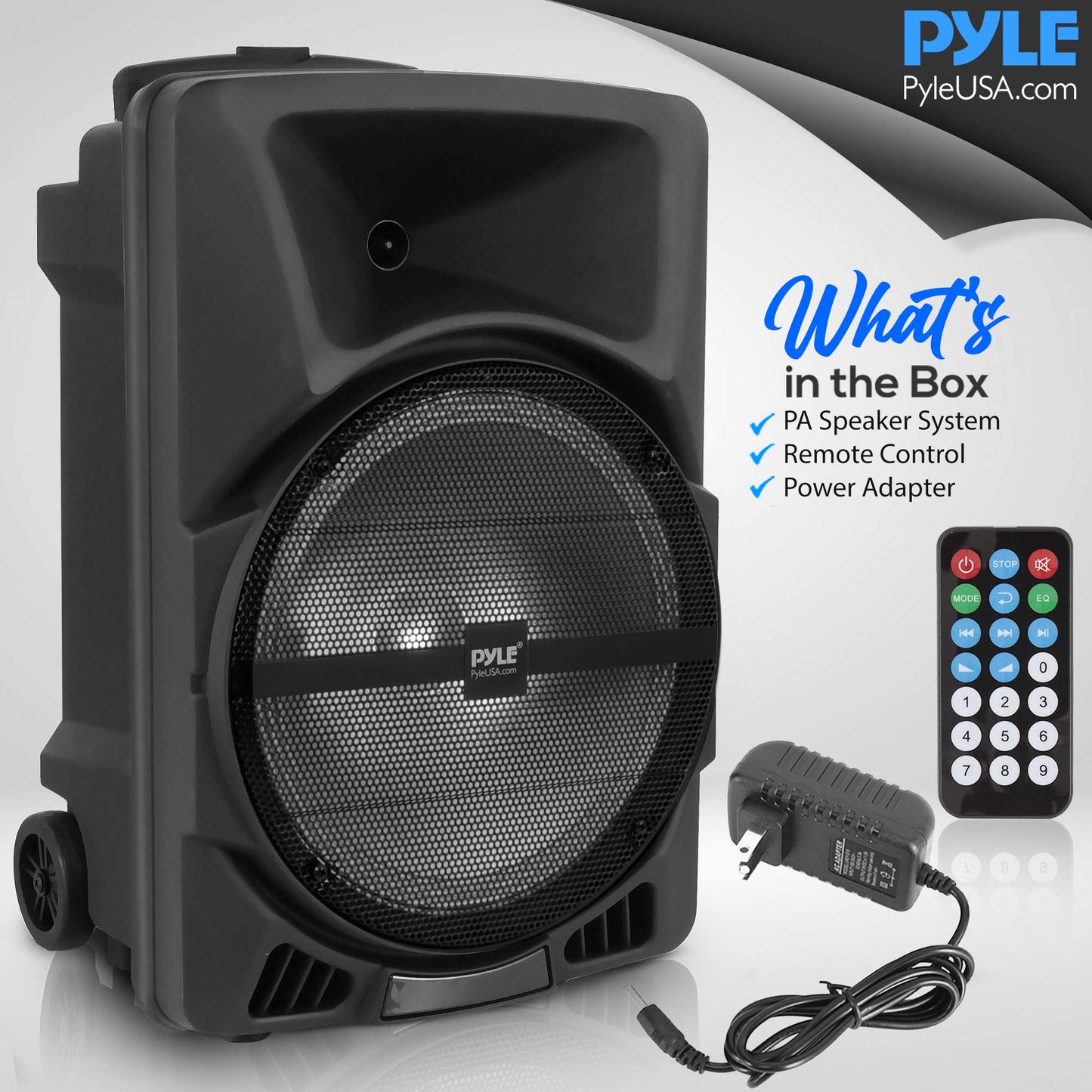 Pyle Wireless Portable PA Speaker System - 800W Powered Bluetooth Indoor & Outdoor DJ Stereo Loudspeaker with MP3 AUX 3.5mm Input, Flashing Party Light & FM Radio-PPHP1244B,Black