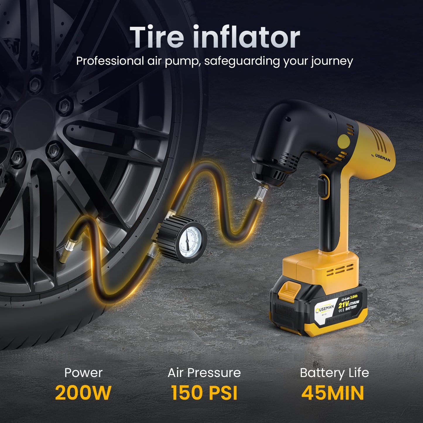 Cordless Pressure Washer 4-in-1 Kit CarCraftKit, 280 PSI High Pressure Vacuum, Tire Inflator, Air Duster, with 50000mAh Battery, 20000PA Car Vacuum Cleaner, 10000 RPM Air Duster, 150PSI Tire Inflator