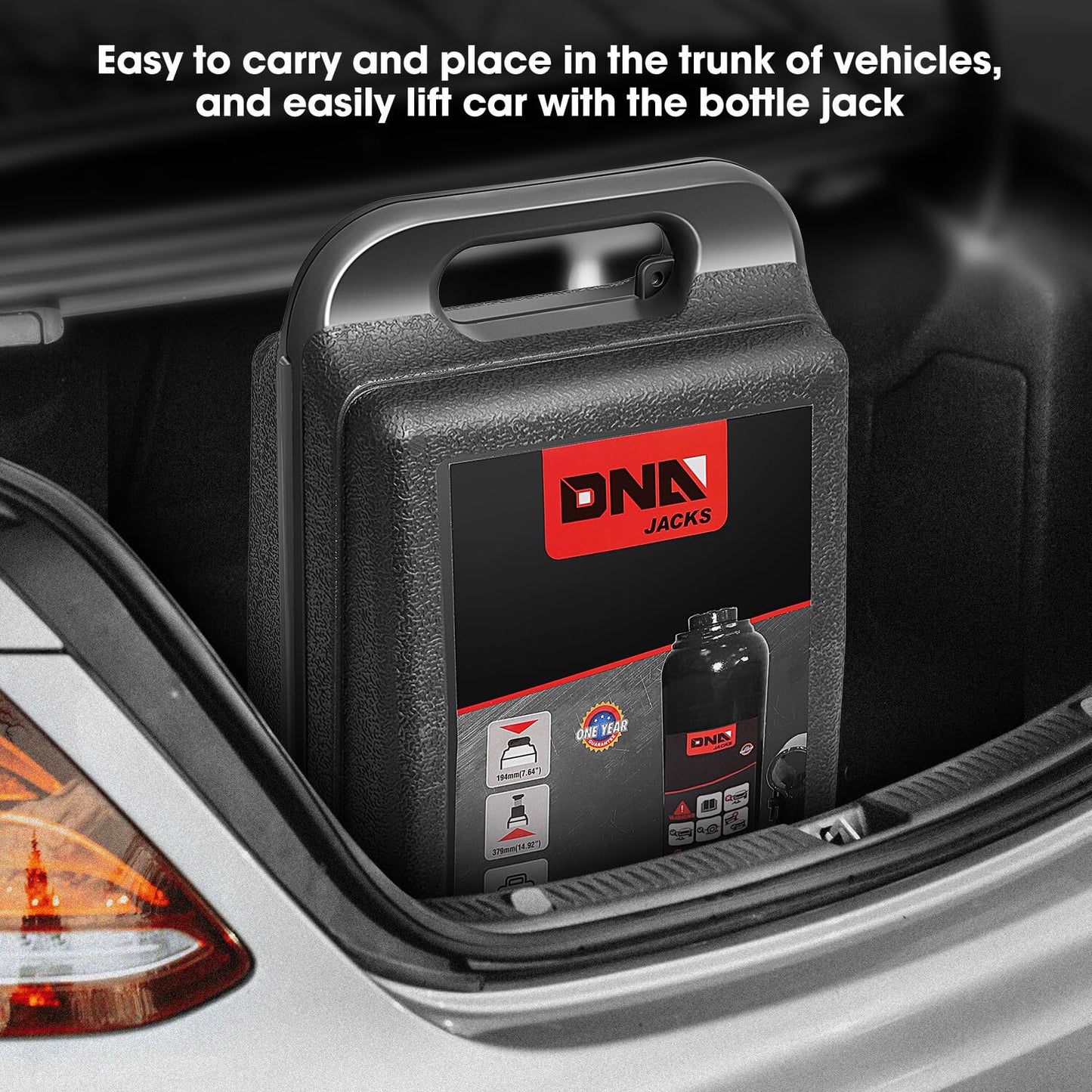 DNA MOTORING 4 tons / 8818.5 lbs Lifting Automotive Welded Hydraulic Bottle Jack for Repair Vehicle, Pickup, Truck, w/Manual Handle, Black, TOOLS-00354