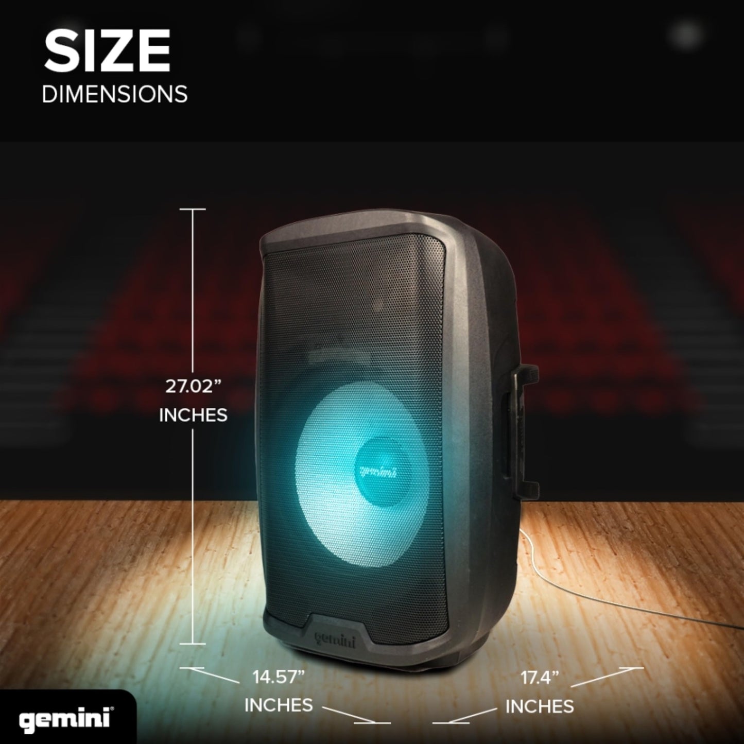 Gemini 2000W Bluetooth PA Speaker w/Stand – 15” DJ Loudspeaker System with LED Lights, USB/SD/FM, Wireless Stereo Pairing, Mic, EQ, Remote & Pro Audio Inputs – Portable Party Sound (AS-2115BT-LT-PK)