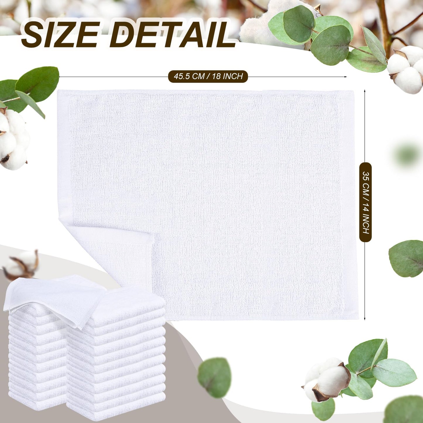 Preboun 200 Pack Cotton Terry Towel Bulk 14 x 18'' White Cleaning Cloths for Cleaning Bar Rags Bulk High Absorbent Multipurpose Shop Towels or Kitchen, Automotive, Garage,Home