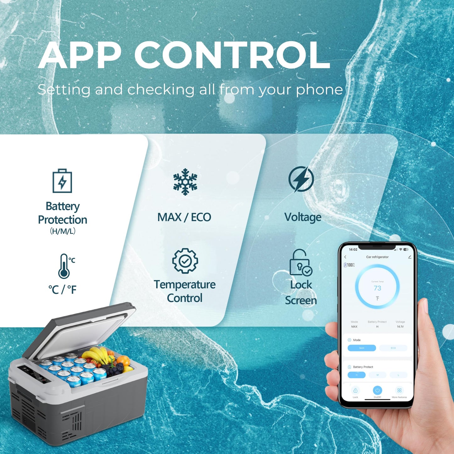 EUHOMY 12 Volt Refrigerator, 11 Quart (10L) Compressor Electric Cooler APP Control, Car Fridge 12/24V DC & 100-240V AC, Car refrigerator -4℉~68℉, Portable Freezer for RV, Camping, Travel