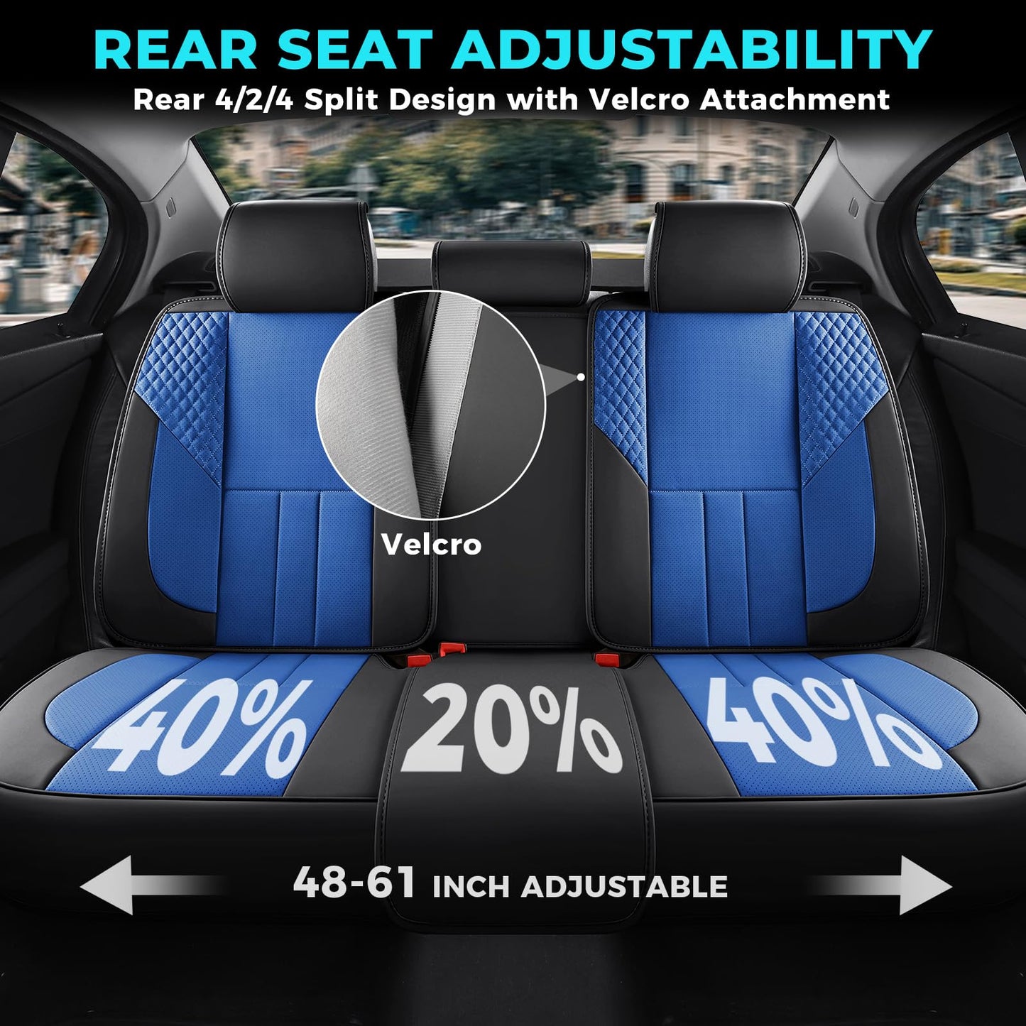 FEINEPRO Car Seat Covers Full Set - Universal Seat Covers for Cars SUV Truck – Faux Leather Automotive Seat Covers, Breathable & Waterproof Front and Rear Seat Protectors, Fit for Most Cars-BlackBlue