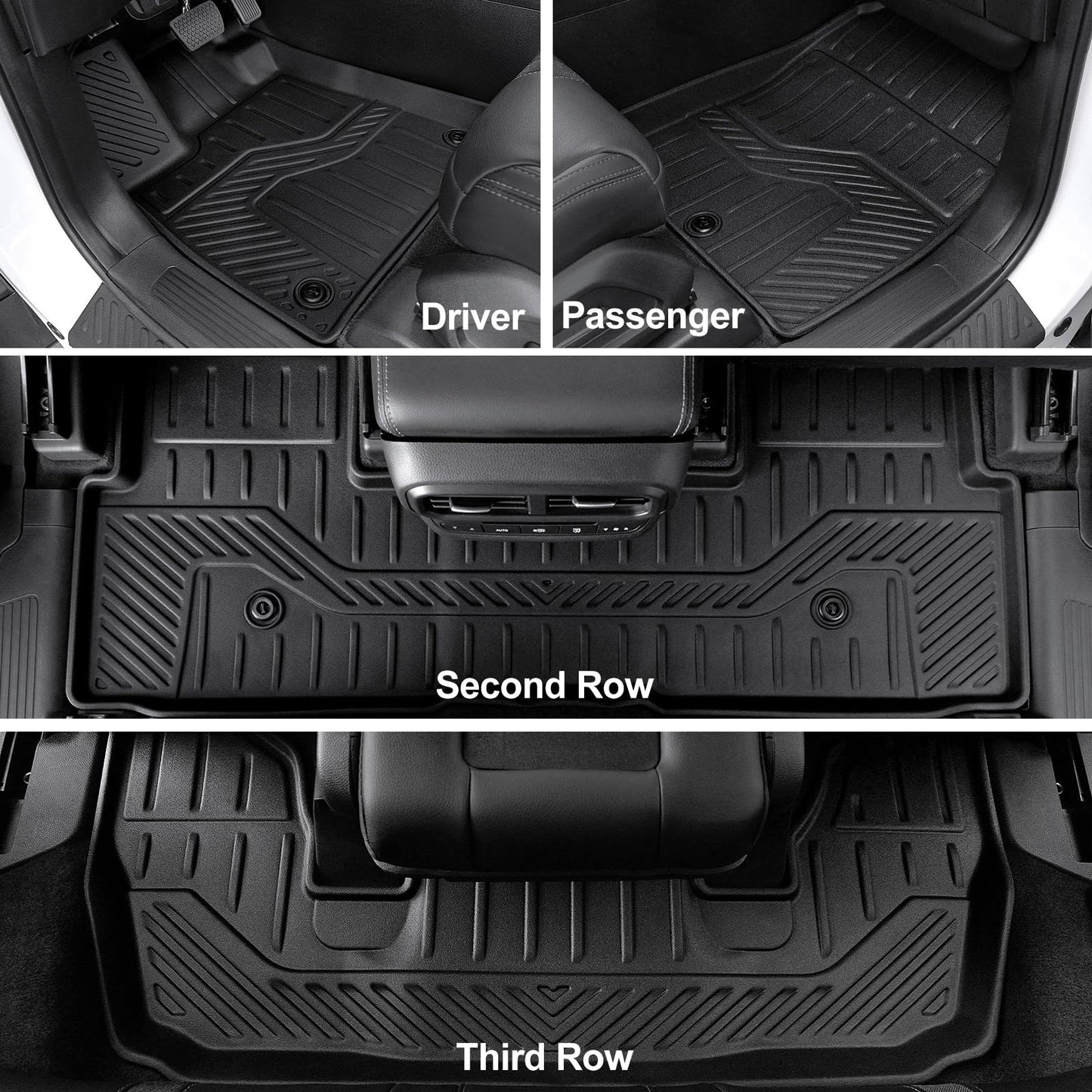 HOUCLEMIC Floor Mats for 2023-2025 Honda Pilot Cargo Mat with Backrest Mat All Weather TPE Cargo Liner Car Mats Replacement Protection for 2025 Honda Pilot Accessories Door Sill Guards