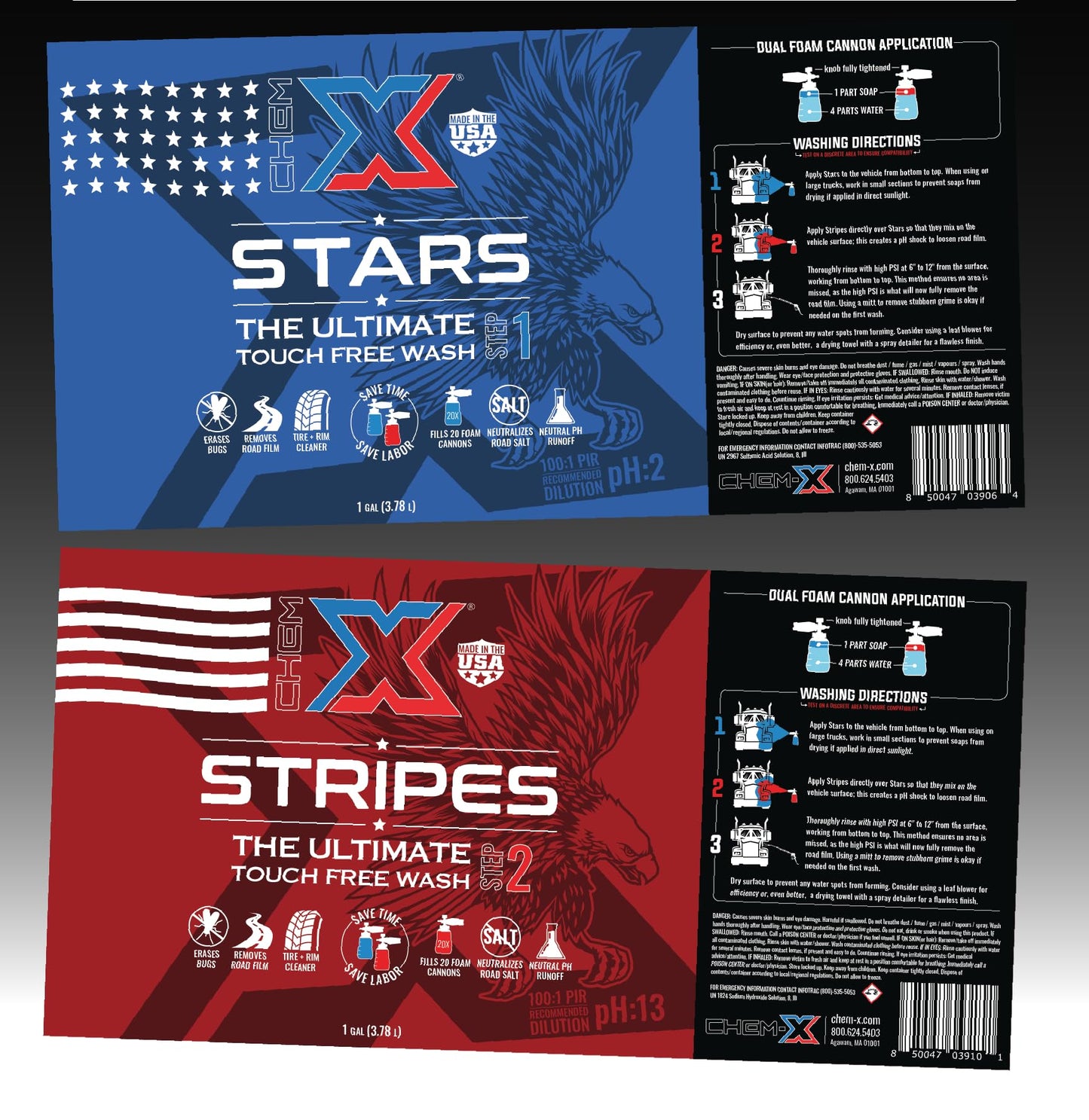 Chem-X Stars and Stripes Ultimate Touch Free Foaming Vehicle Wash (1 Gallon of Each)
