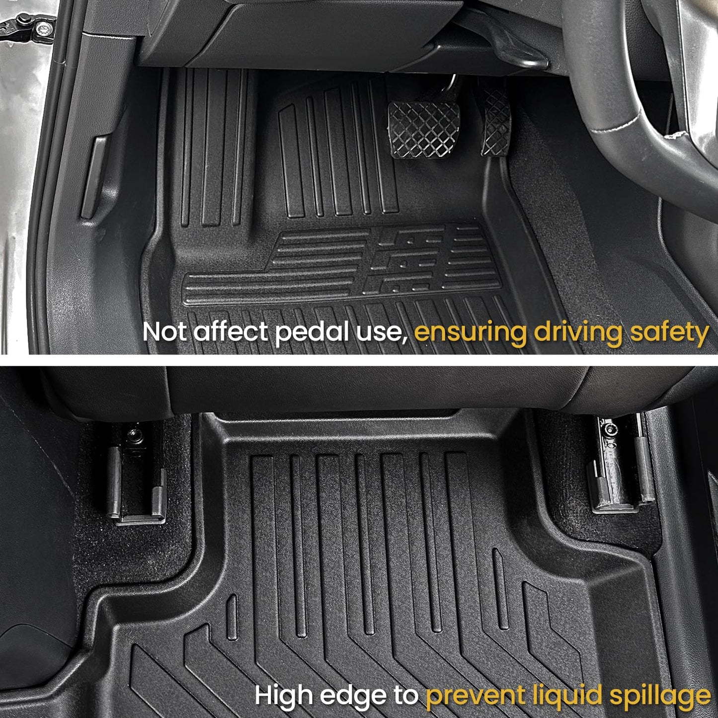 JOULARISE Floor Mats Set for 2018-2025 Volkswagen VW Atlas 7 Seats Bench Seating Car Mat Accessories(Not Fit Cross Sport), All Weather TPE Cargo Liner Trunk Mat(Floor Mats+2-in-1 Cargo Mat)