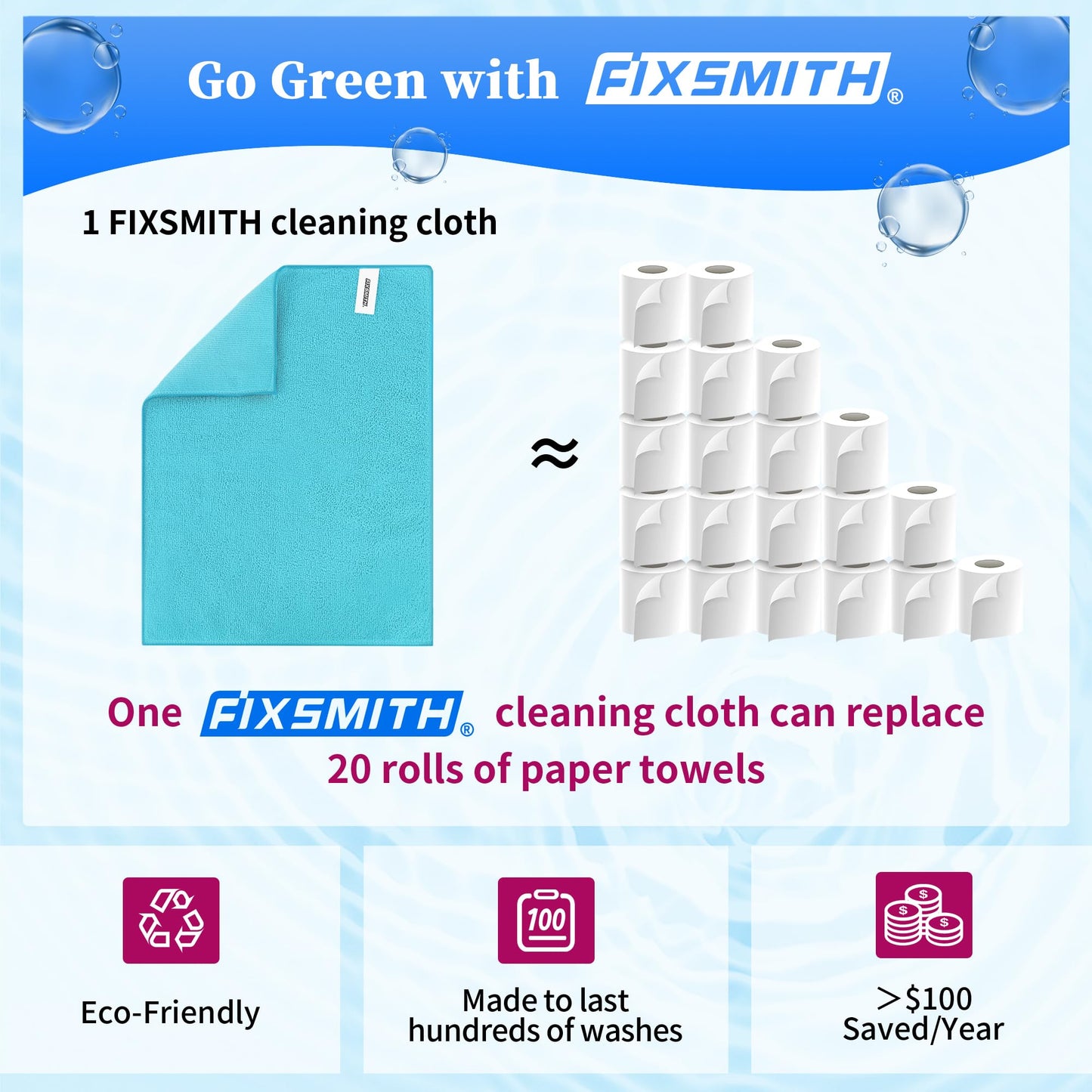 FIXSMITH Shop Towels-400 Pack, Multi-Functional Shop Rags, 12 x 16 in Microfiber Cleaning Cloth, Highly Absorbent Cleaning Rags, Cleaning Towels for Car Kitchen Home Office