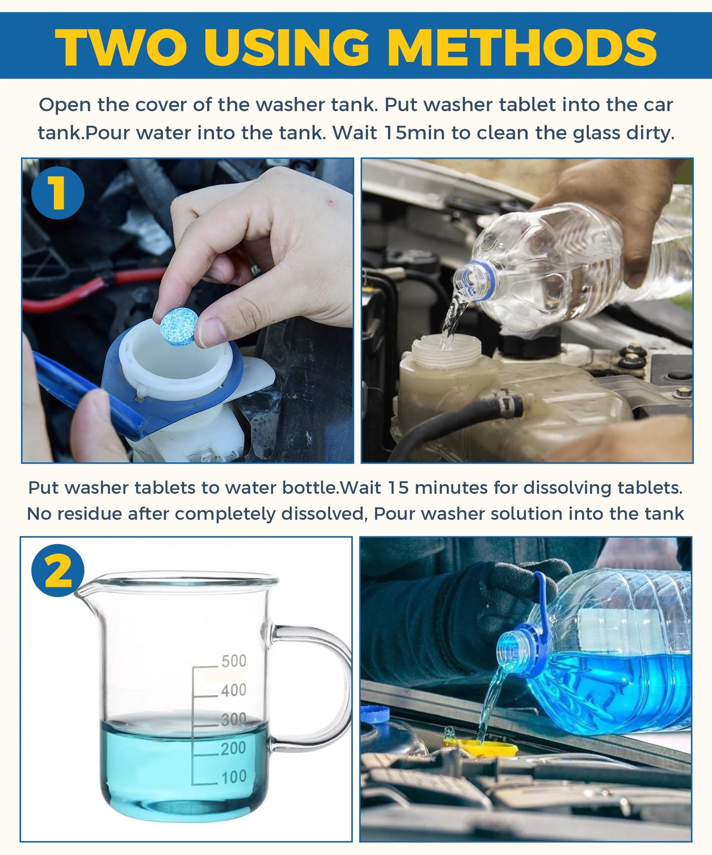 UBOG 30PCS Windshield Fluid,Windshield Washer Tablets,Car Accessories Washer Fluid Tablets,Car Windshield Washer Fluid，Concentration Wiper Fluid Tablets，Remove Glass Stains,Fit for Car Window Glass