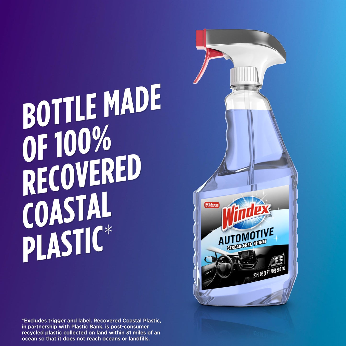 Windex Automotive Car Window and Glass Cleaner, Streak-Free Shine for Car Glass Exteriors, Tinted Windows, and Interior Electronics, 23 fl oz