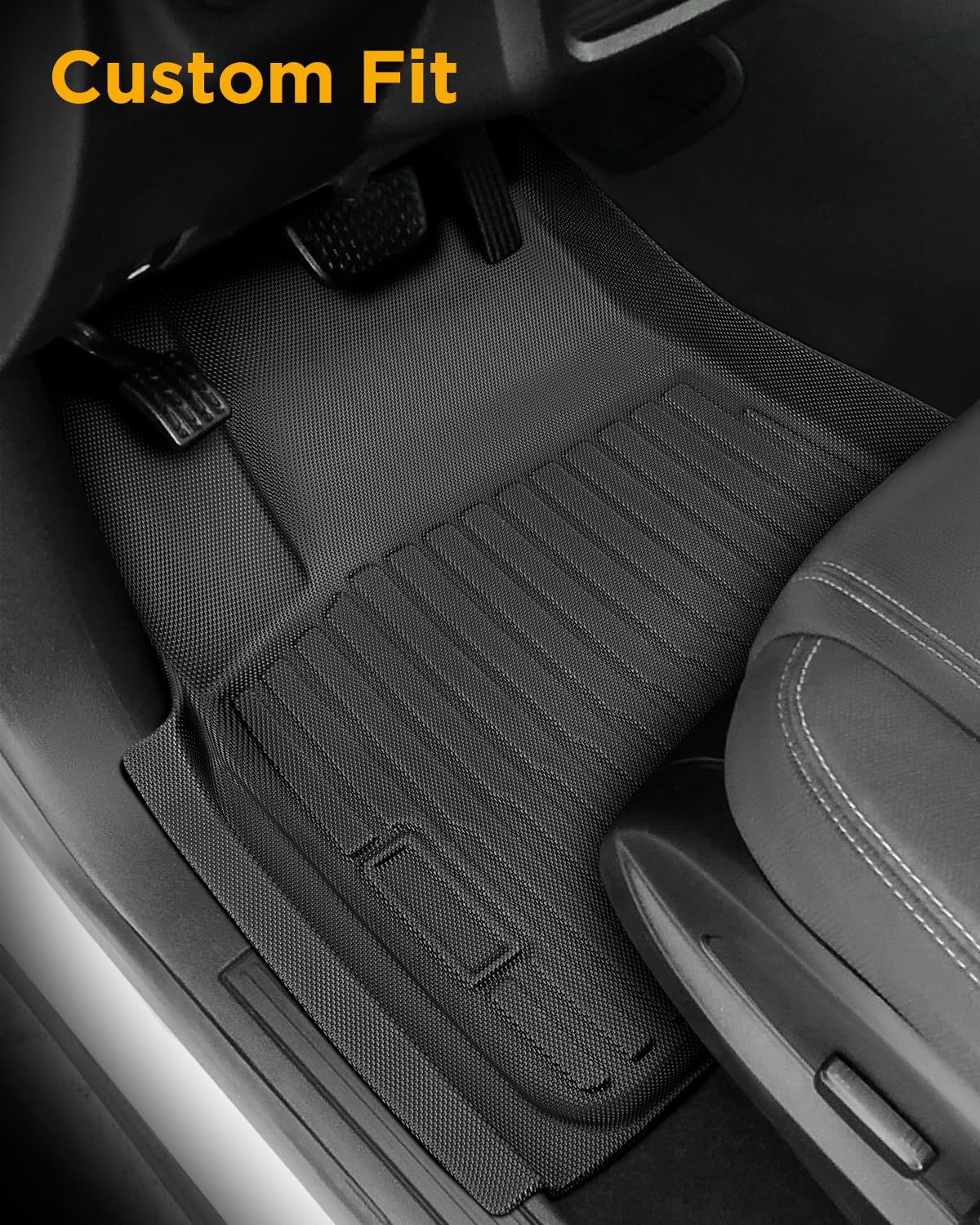 All Weather Floor Mats Custom Fit for Chevy Traverse 2009-2017 (Only Fits Captain's Chairs), Front Backseat Row Liners for GMC Acadia 2007-2017, Full Interior Protection TPE Rubber Car Accessories