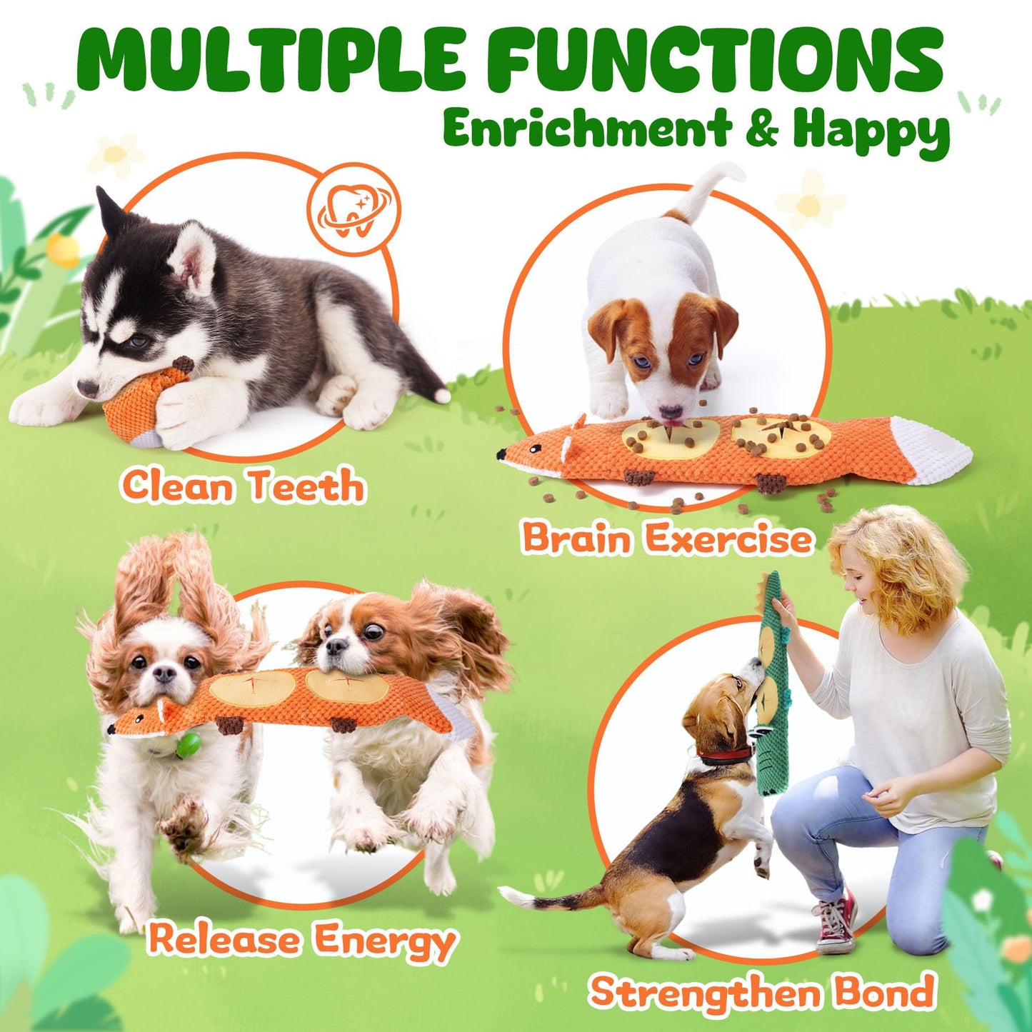 XIUGOAL Dog Toys for Aggressive Chewers, 2 Pack No Stuffing Interactive Dog Toys for Boredom and Teething, Squeaky Chew Toy for Small, Medium Breed to Keep Them Busy