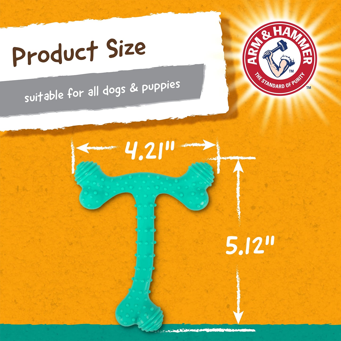 Arm & Hammer Nubbies T-Bone Dental Dog Chew Toys, Peanut Butter Flavor - Durable Nylon Chewing Toys for Dogs, Done Bone Toy, Teeth Cleaning Bones for Chewers Help Remove Plaque and Tartar