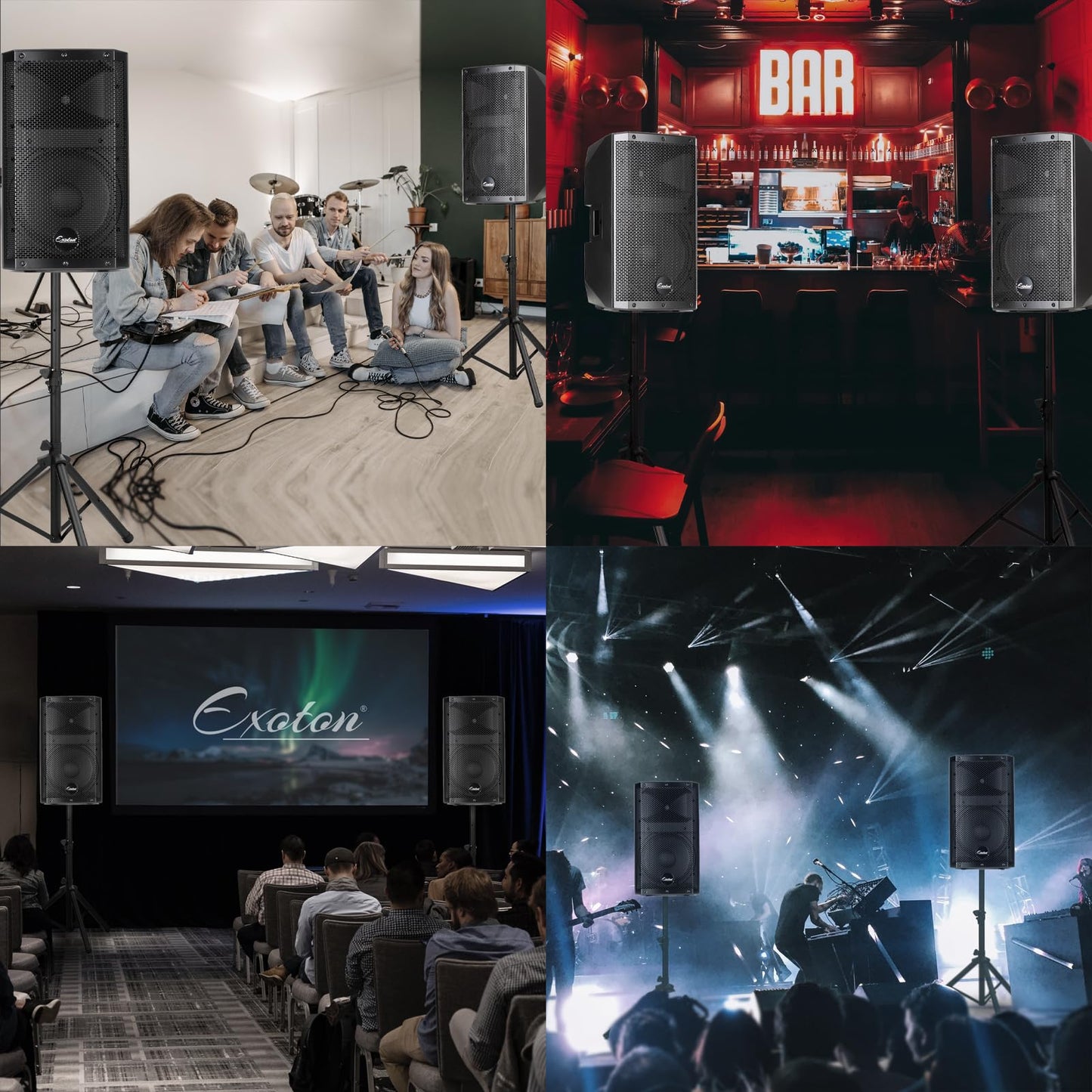 EXOTON EXOTON MX-P12 PA System with 2x12 Speakers, 10-Channel Mixer & Mic |Professional High-Powered Bluetooth PA System for Weddings, Concerts, Large Parties