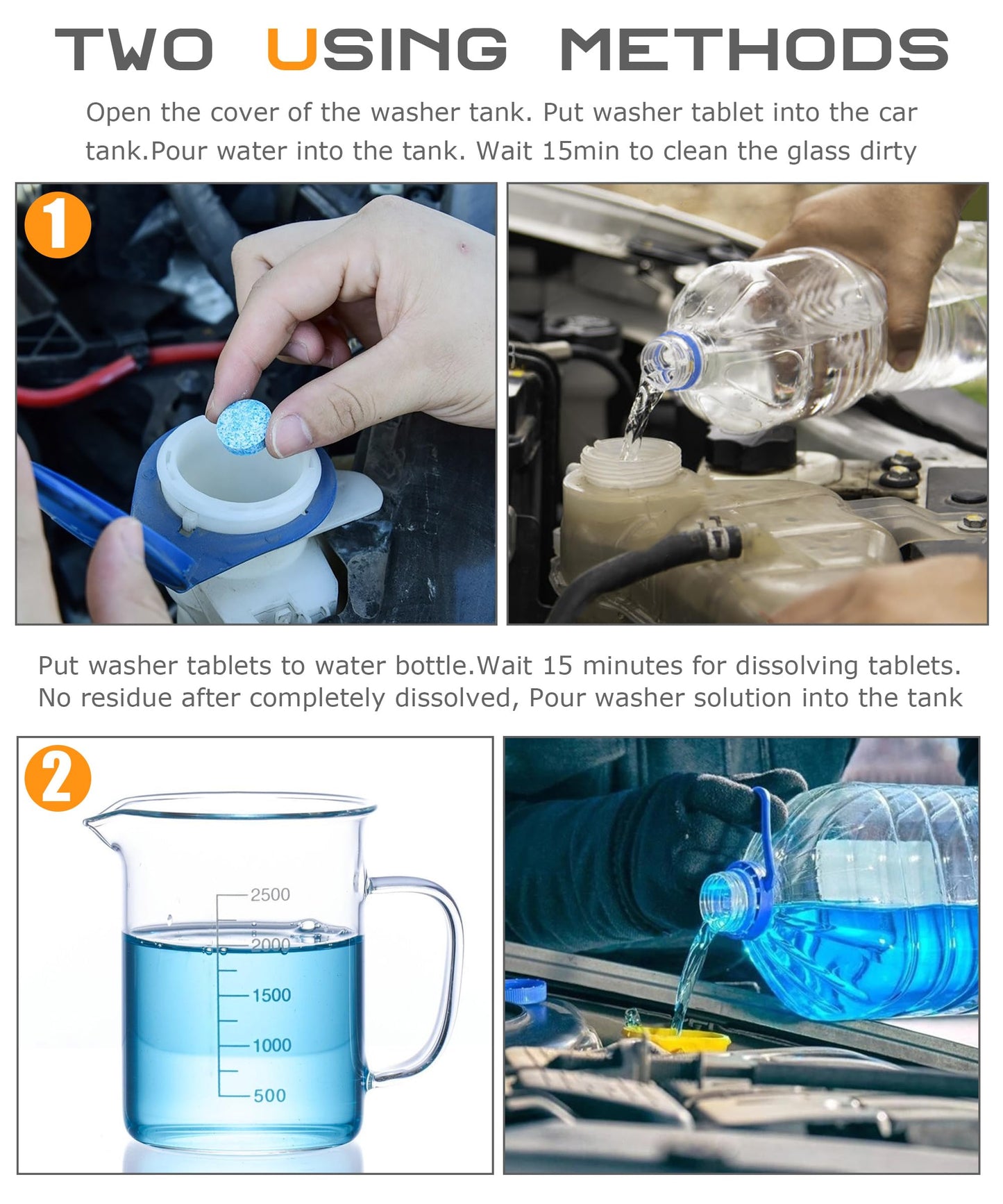 SCUARI 30PCS Windshield Washer Fluid,Wiper Fluid Tablets,Car Accessories Windshield Wiper Fluid,Wiper Fluid,Washer Fluid,Windshield Washer Tablets,Remove Glass Stains,Fits Car Window Glass Cleaning