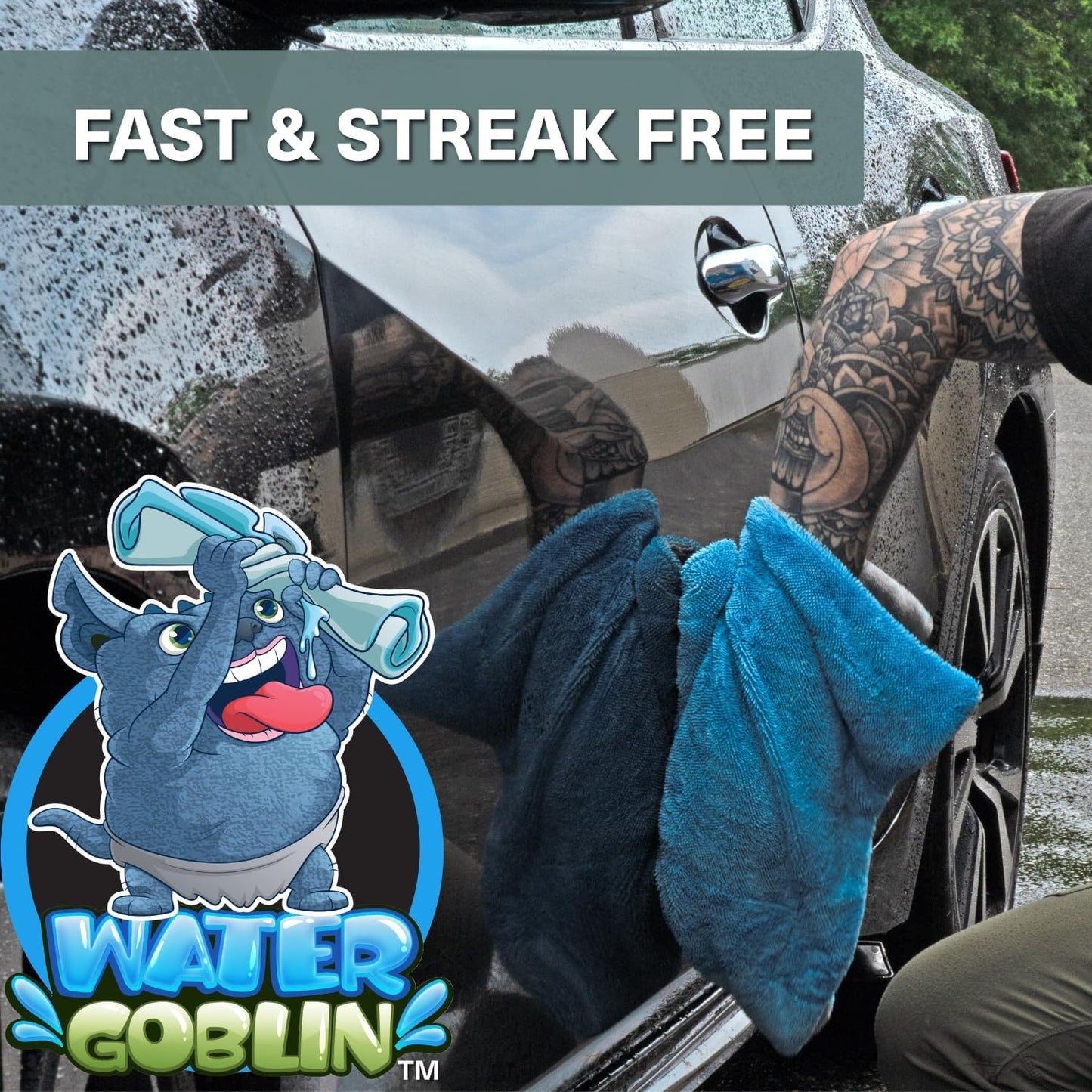 Gliptone Water Goblin 20" x 30" Extra Large Microfiber Drying Towel, Ultra Soft Softouch®, Streak-Free & Super Absorbent, Dries in One Pass, Safe for All Vehicles, Fast & Lint-Free, 6 Count