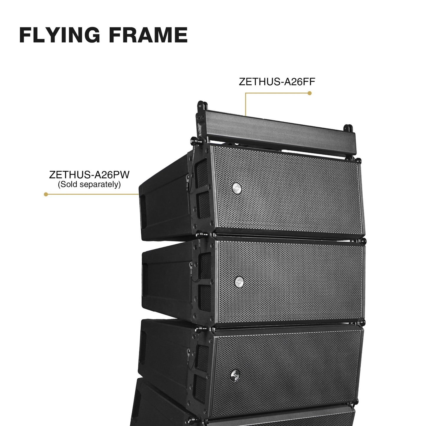 Sound Town ZETHUS Series Powered Line Array Speaker System with Four Dual 6.5-inch Line Array Speakers, One Flying Frame, Black (ZS-A26X4F)
