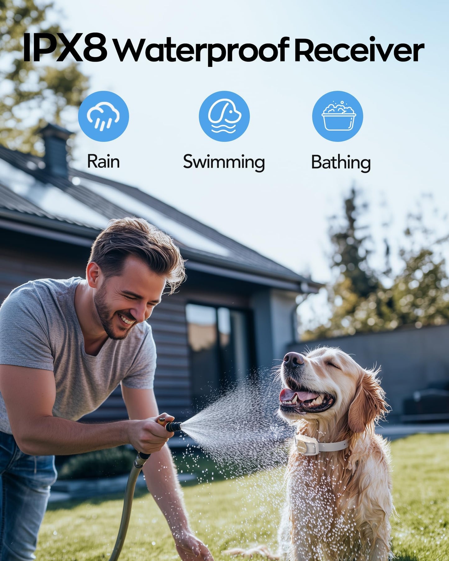 Jugbow Dog Training Collar - 4200FT Remote Dog Collar with 3 Training Modes, Electric Collar with LED Light & IPX8-Waterproof, Rechargeable E-Collar for Small Medium Large Dogs (Beige)