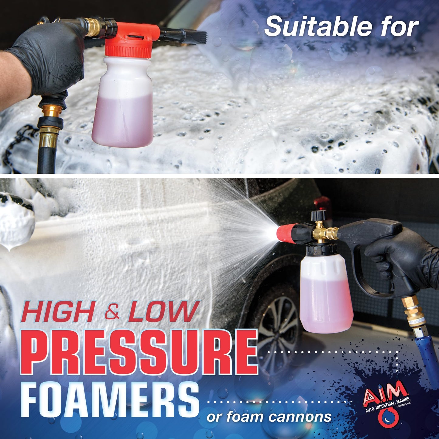 AIM Chemicals Car Wash - High Foam Formula Car Shampoo, Professional Car Wash Shampoo Compatible with Ceramic Coatings - Ideal for Foam Guns - Streak-Free Finish for Detailing - 5 Gal